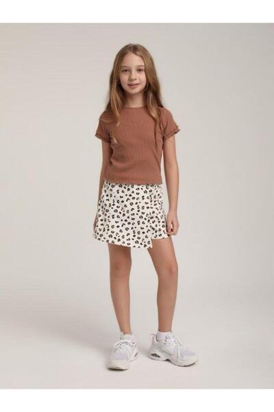 Zekids Момичешка памучна тениска с къси ръкави и волани