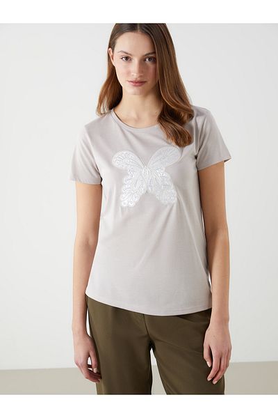 LC Waikiki Crew Neck Embroidered Women's T-Shirt