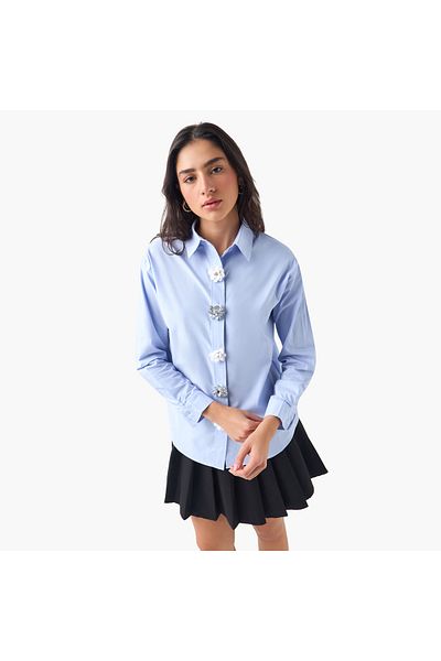 2Xtremz Floral Accent Shirt With Long Sleeves