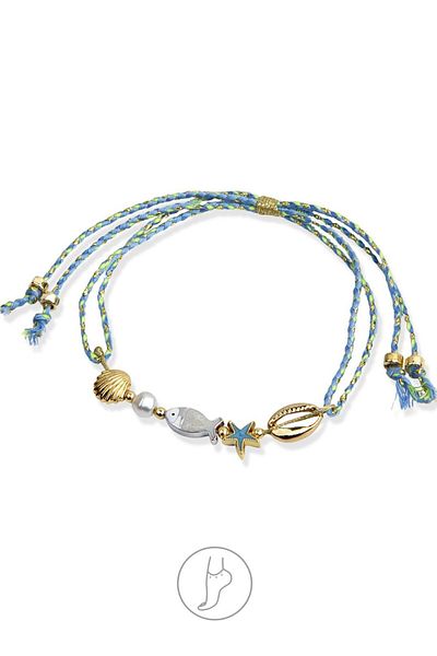 Klips Concept Enameled Fish Detail Double String Anklet