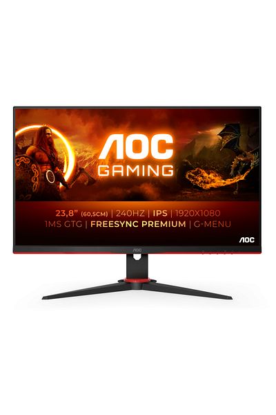 Aoc Monitor gaming LED IPS AOC 23.8inch, Full HD, DisplayPort, 240Hz, FreeSync Premium, Vesa, Negru/Rosu