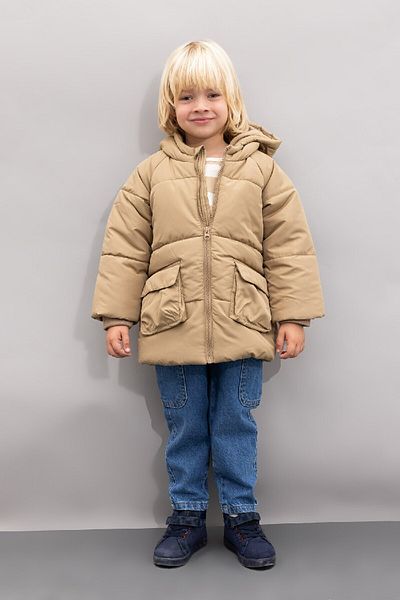 DeFacto Water Repellent, Ribbed Sleeve, Hooded Fleece Coat for Baby Boy - A2212A524Wn