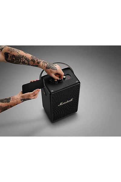 Marshall Tufton Portable Bluetooth Speaker, 20+ Hours Playtime, 20kHz Frequency – Black/Bronze