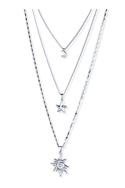 Klips Concept Üçlü Zincir Çoklu Obje Kolye