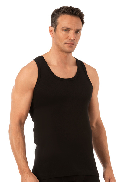 ÖZKAN underwear Men's Cotton Rib Tank - Flexible and Soft Thick Strap