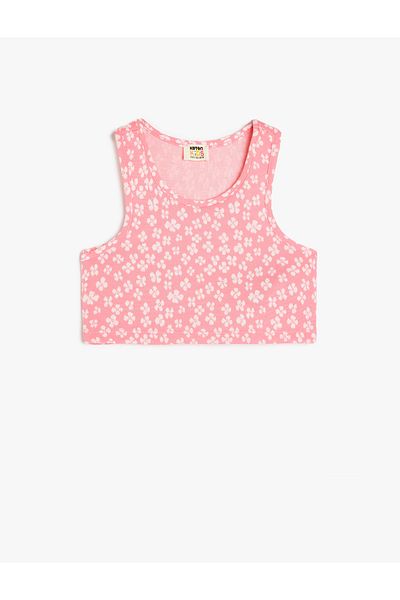 Koton New Season Crew Neck Sleeveless Floral Printed Crop Tank Top