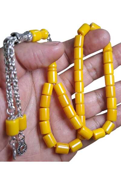 Cekke Tesbih Sıkma Kehribar 7.5*10 mm Çubuk Sıkma Günlük Kullanıma Uygun Tesbih