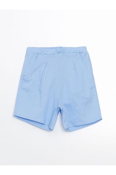 LC Waikiki Blue Linen Blended Girl's Blouse and Shorts