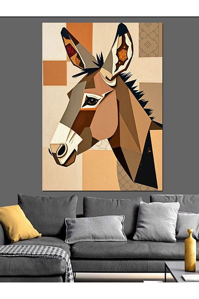 Tablomega Pânză decorativă cu design abstract de măgar - pictură din lemn MDF