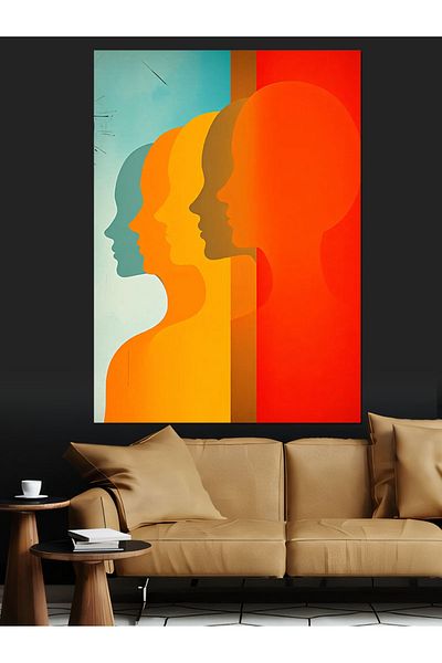 Tablomega Siluete umane colorate abstracte Pânză decorativă - Lemn MDF Pictură