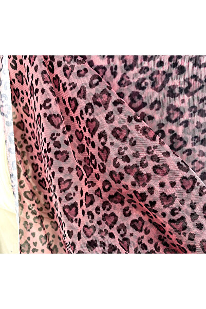 podyum baskı Özel tasarım kalpli leoparlı parça kumaş 145x100 cm elbiselik ve ev tektili dikişine uygun