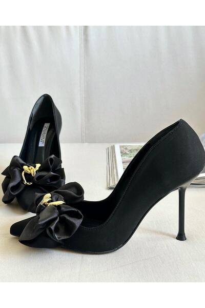 Zuum Sandre Fiyonk Detaylı Topuklu Kadın Ayakkabı - Siyah
