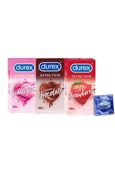 Durex Extra Thin Flavoured Condoms, 10s, Pack of 3