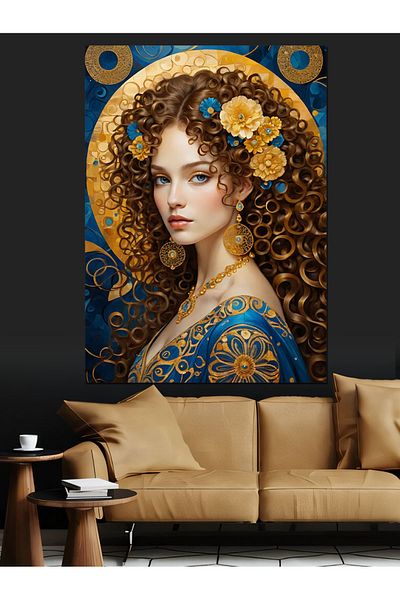 Tablomega Pânză decorativă pentru femei Curly Gold - Lemn MDF