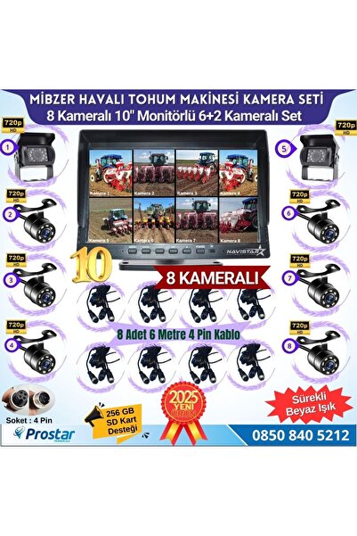 Navistar Mibzer için 8 Kameralı 10 inç Sekize Bölen Monitör 2 Büyük Kameralı ...