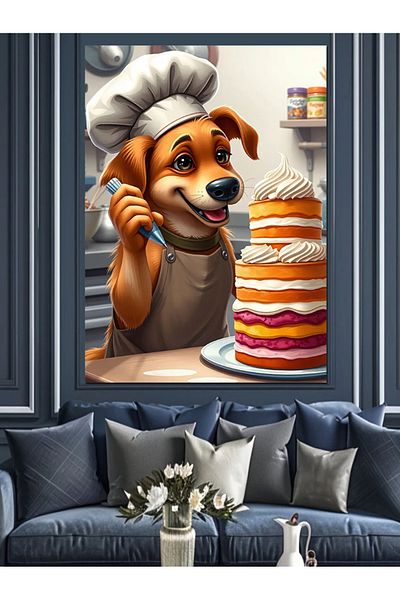 Tablomega Pânză decorativă Dog And Pancake Fun - Lemn MDF