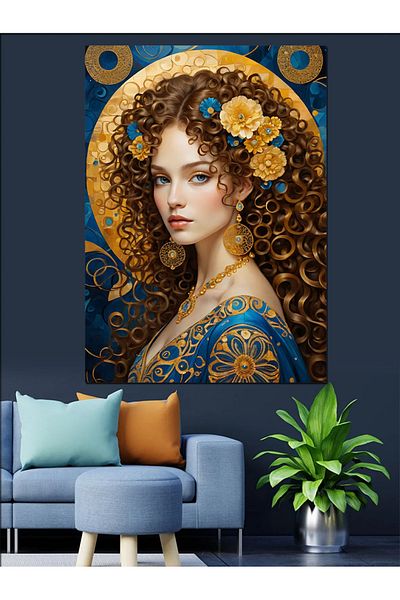Tablomega Pânză decorativă pentru femei Curly Gold - Lemn MDF