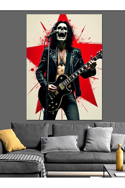 Tablomega Διακοσμητικός καμβάς Red Star And Rocker - Ξύλινος πίνακας MDF