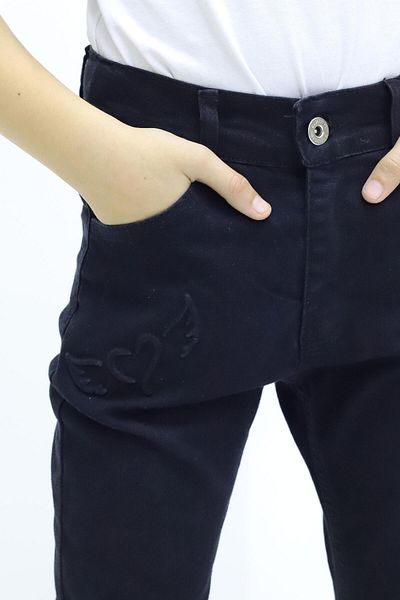 RAPİDO LİFE Girl's Angel Winged Heart Embossed Pipe Leg Lycra Jeans Jeans Pants (6-12 Years Old)