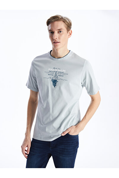 LC Waikiki Tricou pentru bărbați din bumbac pieptănat cu mânecă scurtă cu dec...
