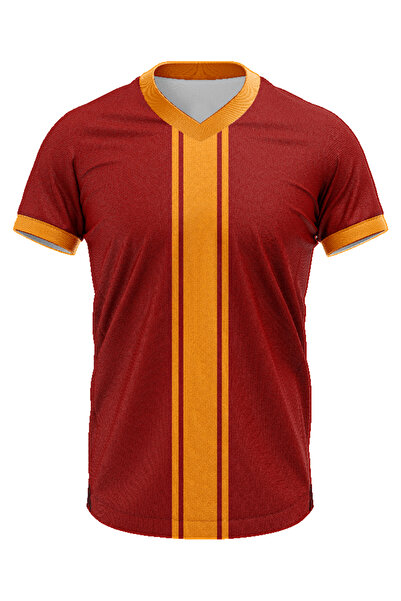 JOLT Sarı Kırmızı V Yaka Kalın Çizgili Taraftar Forması