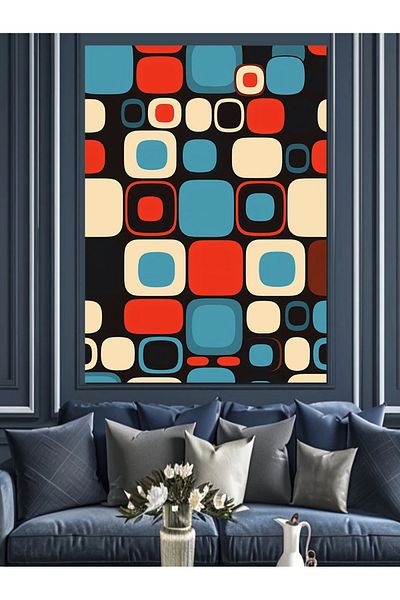 Tablomega Pânză decorativă cu model geometric retro - MDF Lemn