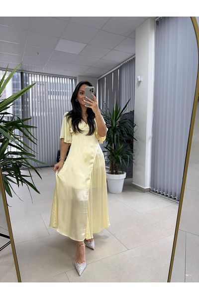 caddstore Rochie din satin galben Sg