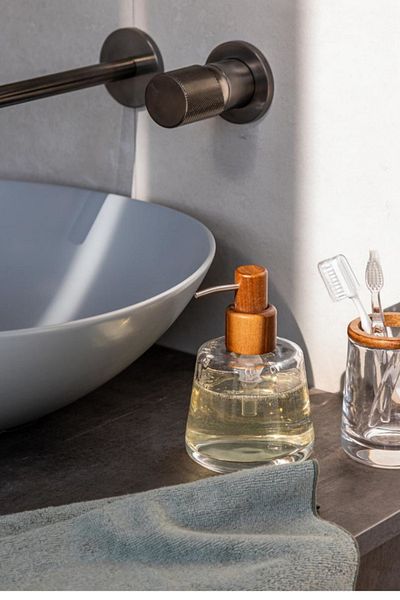 NEWNOW Γυάλινο Σαπουνάκι Acacia με Καπάκι 350 ml
