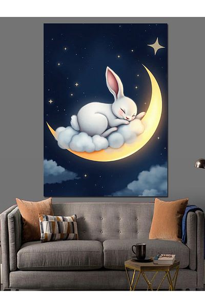 Tablomega Pânză decorativă de basm Moon And Rabbit - Lemn MDF