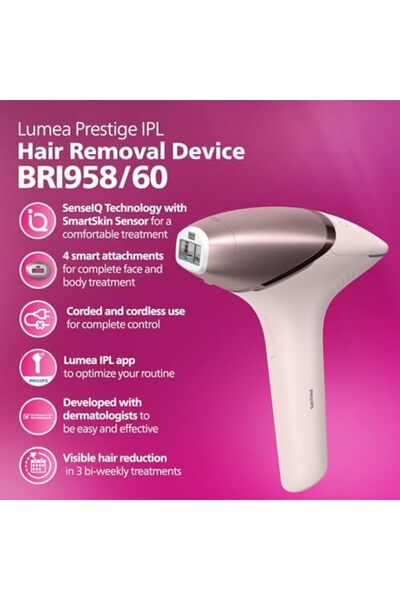 Philips Lumea IPL | Hair Removal | 9000 Series | SenseIQ Technology | BRI958/60 | Rose Gold