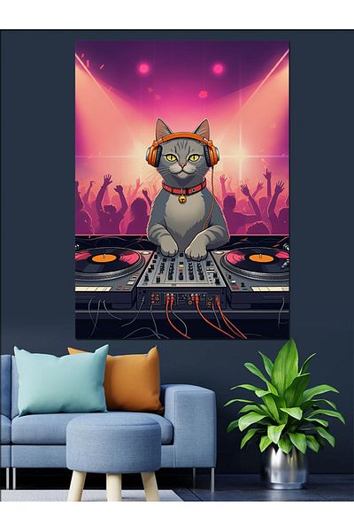Tablomega Pânză Decorativă Dj Cat - Lemn MDF