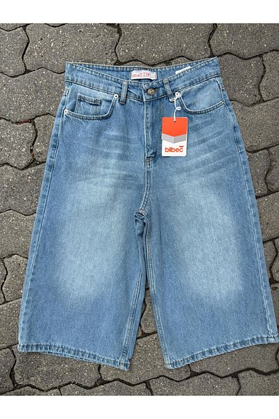 KOTOLOG Unisex Washed φαρδύ κοντό τζιν τζιν φαρδύ σορτς κάτω από το γόνατο