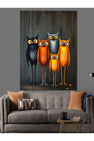 Tablomega Fotografie de familie cu bufnițe Pânză decorativă - Lemn MDF
