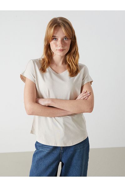 LC Waikiki Damen-Sport-T-Shirt mit Rundhalsausschnitt