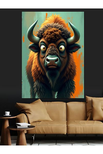 Tablomega Pânză decorativă Strong Bull Portrait - Lemn MDF
