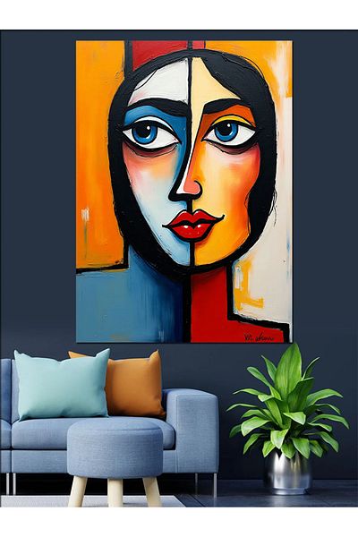 Tablomega Față abstractă și pânză decorativă de culori - pictură din lemn MDF