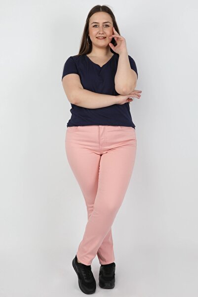 BALİNS Kadın Büyük Beden Gabardin Pantolon Pembe