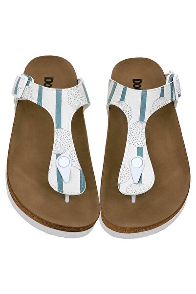 Dogo Flip-flops multicolori din piele vegană pentru femei - design dandelion