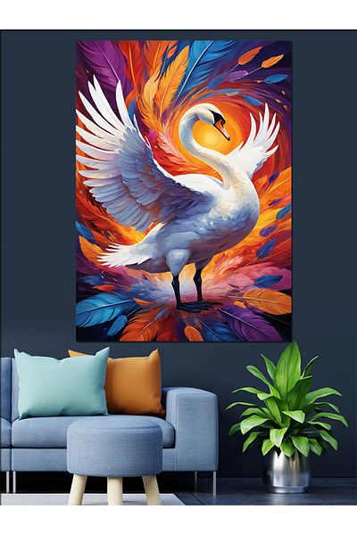Tablomega Pânză decorativă White Swan Elegance - Lemn MDF