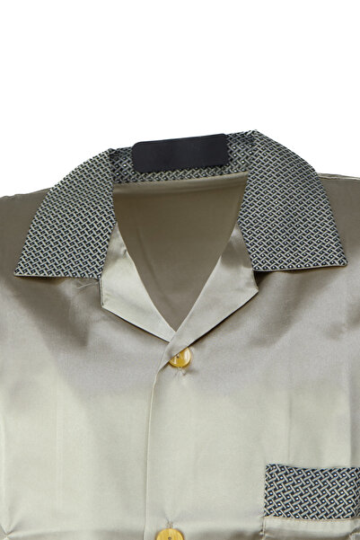 Oppland Чоловічий елегантний класичний піжамний комплект з преміум сатинової тканини, модель Kuvartz, з кишенями, повний крій