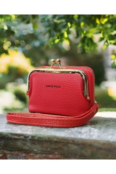 KY Women's a Quality Scholarship Clip-On Accordion Card Holder Wallet Red Small Mini Size