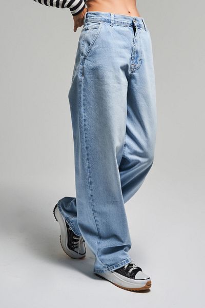 its basic Culoarea gheții pentru femei Juniper 2s5-3 Skater Fit 100% bumbac Talie mijlocie Croiala largi Dimensiune interioară 80 cm Blugi din denim