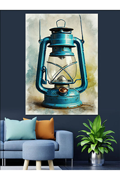 karizmart Mavi Gaz Lambası Dekoratif Kanvas - Mdf Ahşap Tablo