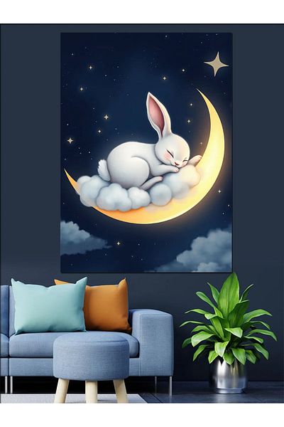 Tablomega Pânză decorativă de basm Moon And Rabbit - Lemn MDF
