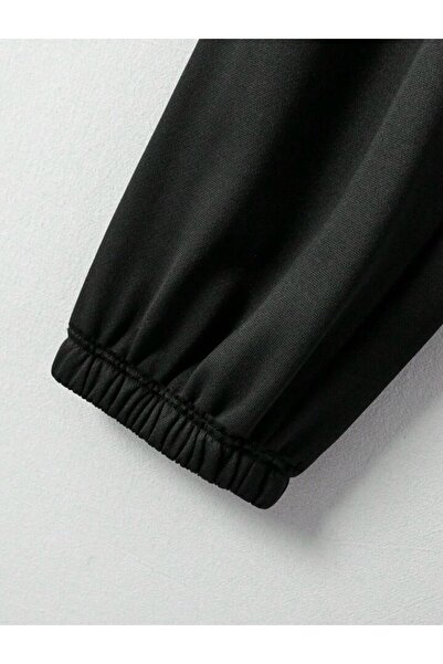 SKYLİGHT Oversize Smoked T-Shirt - Crew Neck, Black Jogger Sweatpants Set