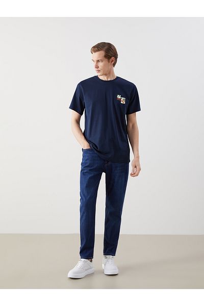 LC Waikiki Kurzärmliges, bedrucktes Herren-T-Shirt aus gekämmter Baumwolle mit Rundhalsausschnitt