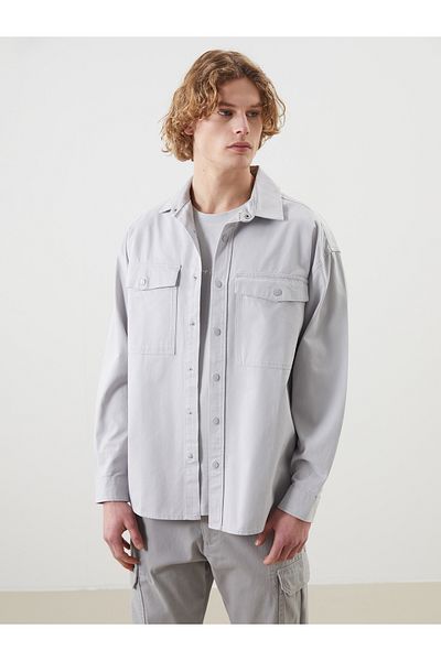 LC Waikiki Pohodlná pánská košilová bunda Gabardine s dlouhým rukávem