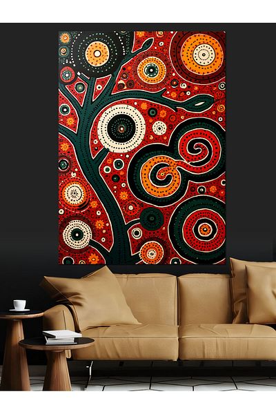 Tablomega Pânză decorativă cu model spirală roșie - MDF Lemn