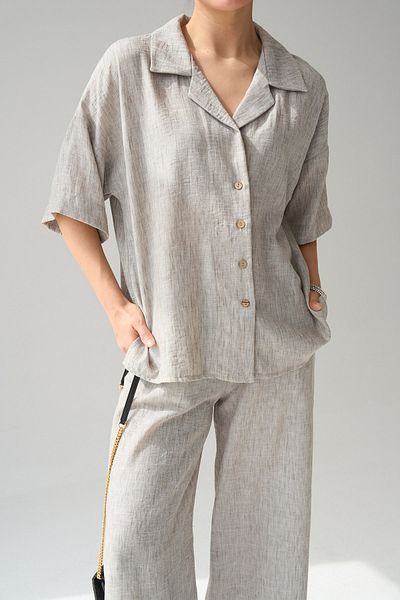 My Blog Gray 100% Cotton Short Sleeve Shirt Pants Set - 251011