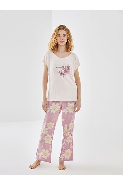 LC Waikiki Crew Neck Floral Women's Pajamas Set